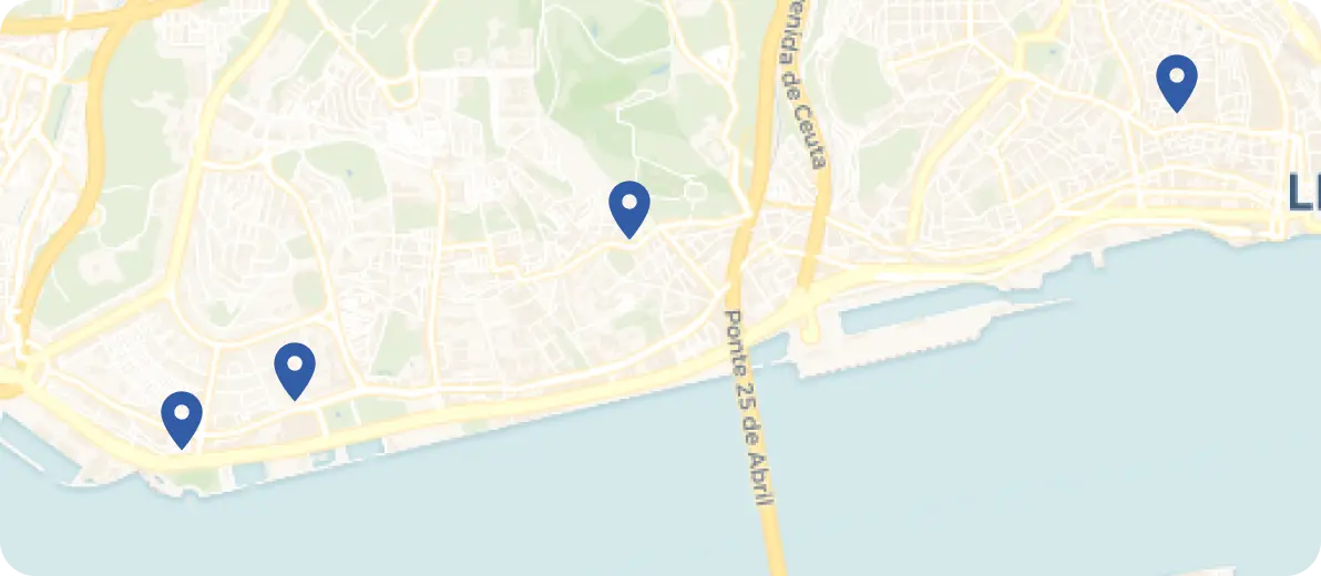Localizações da hospedagem nata poprtuguese em lisboa